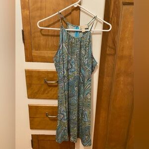 Like-new Michael Kors Blue Green and White Paisley Pattern Dress Size XS
